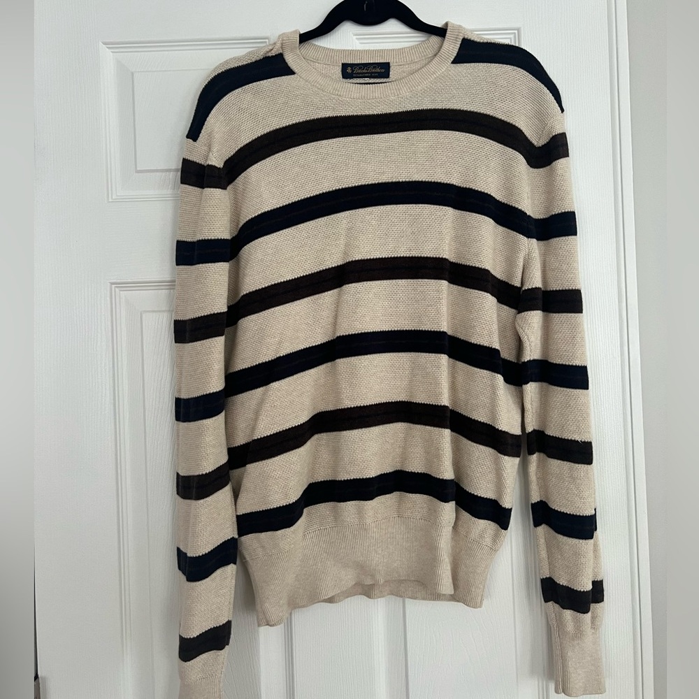 Brooks Brothers Men’s Striped Sweater Size L Black/cream